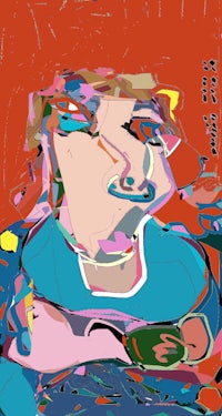 an abstract painting of a woman's face